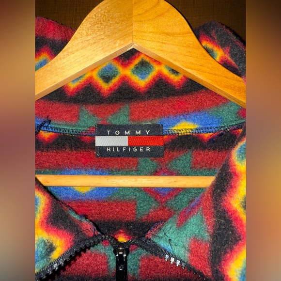 Vintage 90s made in USA Tommy Hilfiger aztec fleece quarter zip - Men’s XL - Picture 2 of 4